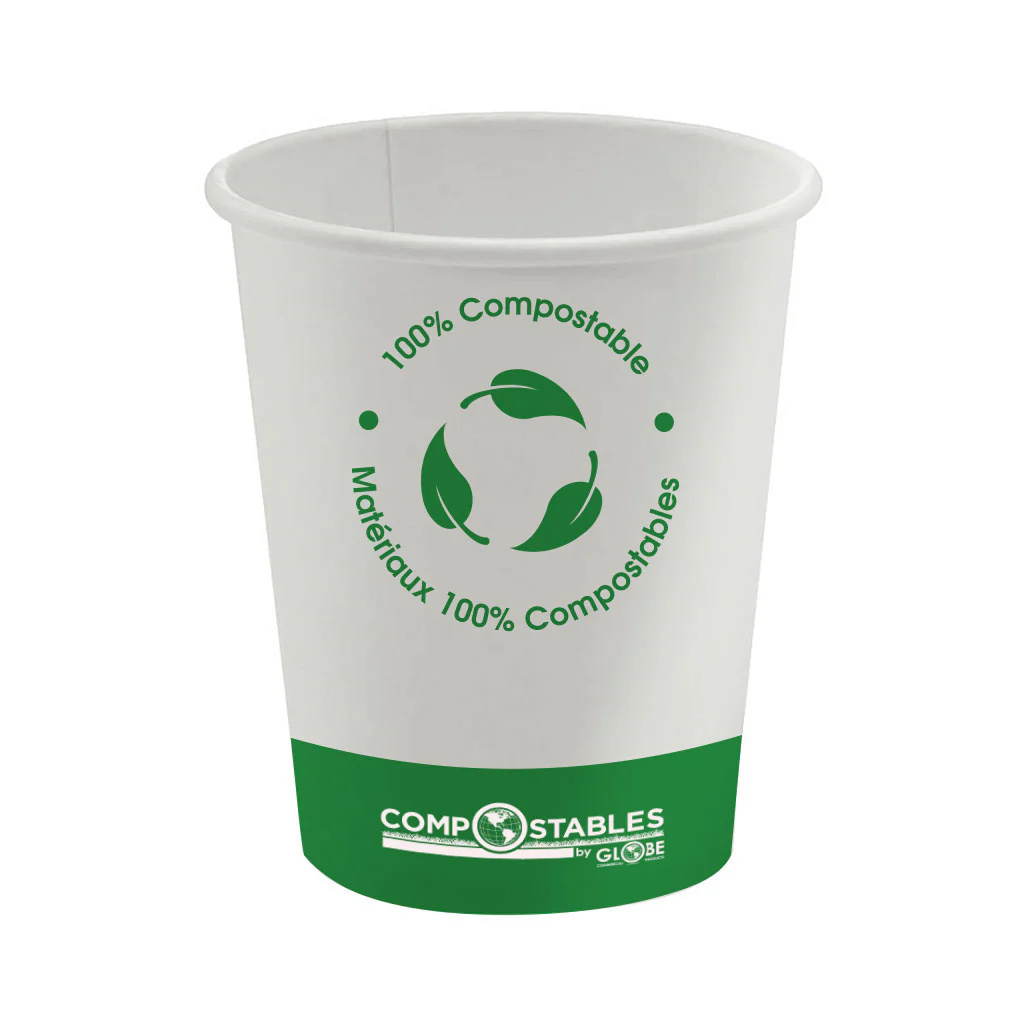 Single Wall Hot/Cold Compostable Paper Cups - 8 Oz / White