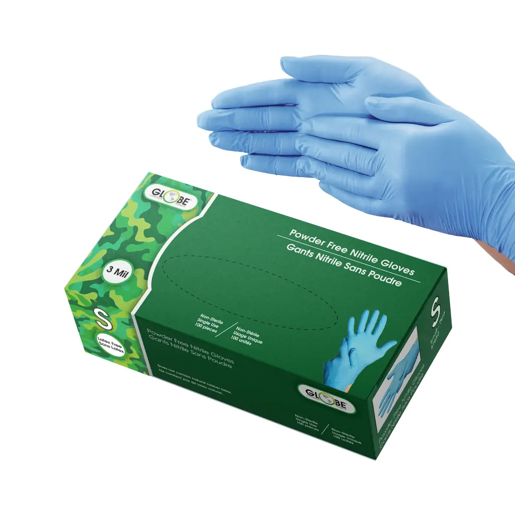 Sky Blue 3 Mil Nitrile Gloves Powder-Free - Small