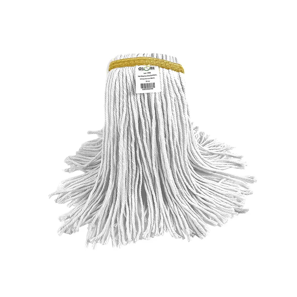 [4PS24] Syn-Pro® Synthetic Narrow Band Wet White Cut End Mop - 24 Oz / White