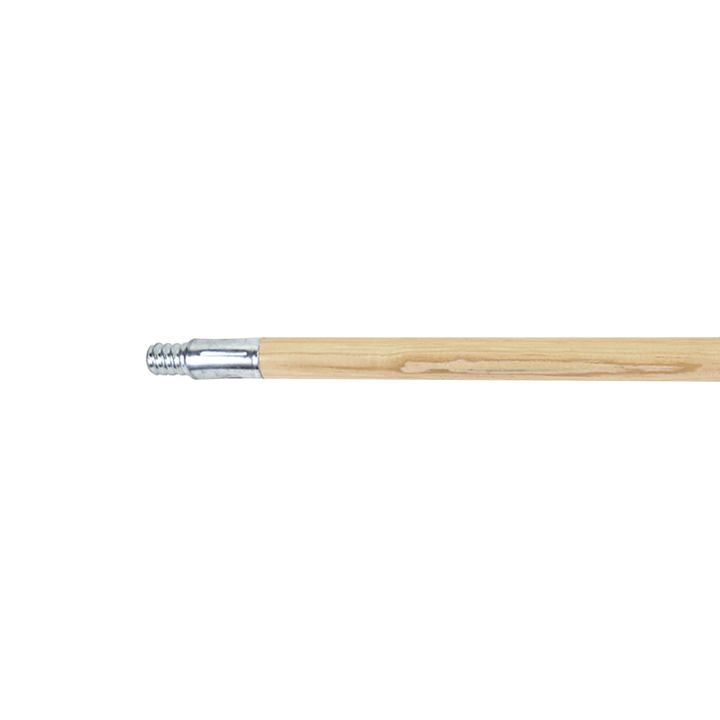 Threaded Metal-Tip Lacquered Wood Handle - 15/16 the Dia. X 54”L / Khaki/ Silver Tip