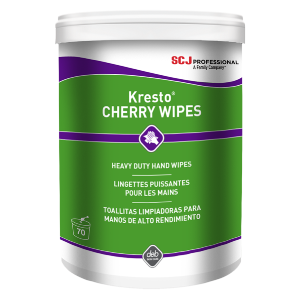 [KCW70W] Kresto® Cherry WIPES Super-Heavy Duty Hand Cleaning Wipes - 70 Wipes