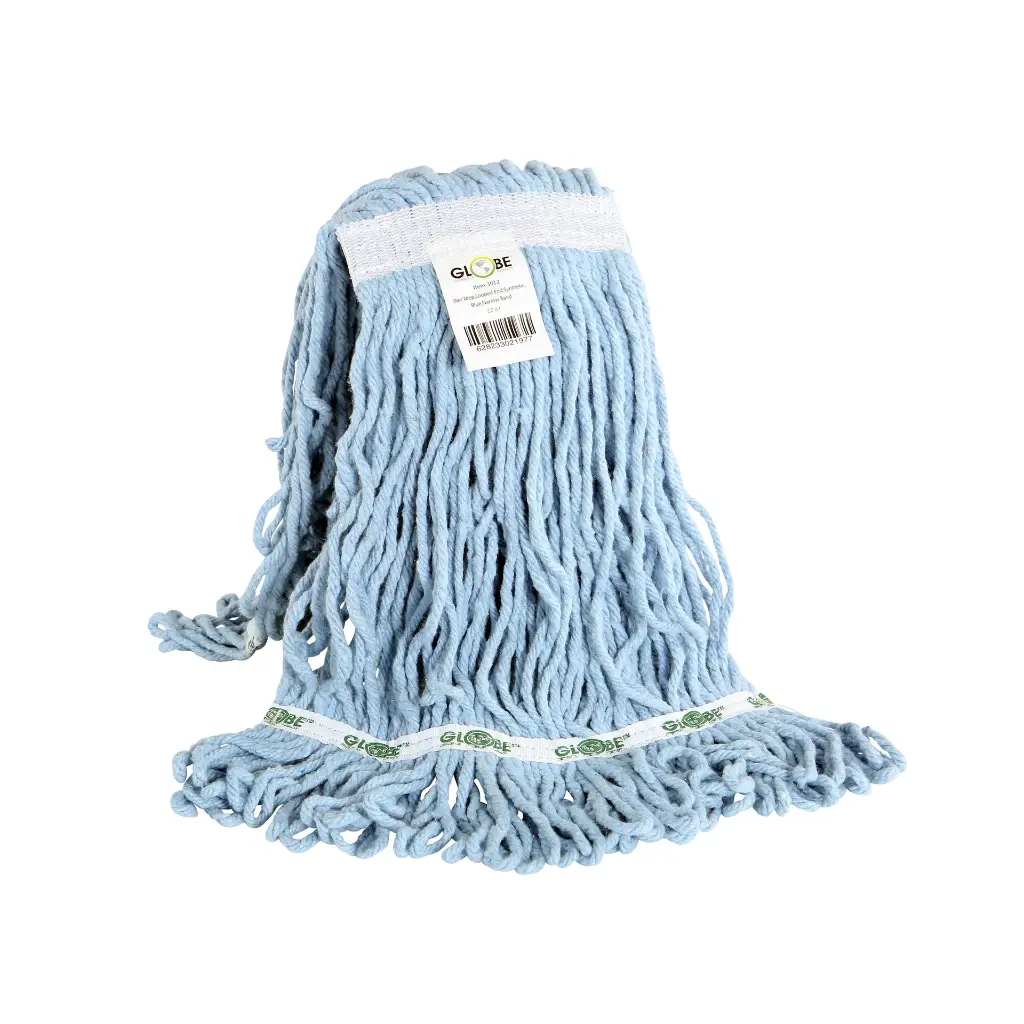 Syn-Pro® Synthetic Narrow Band Wet Blue Looped End Mop - 12 Oz / Blue