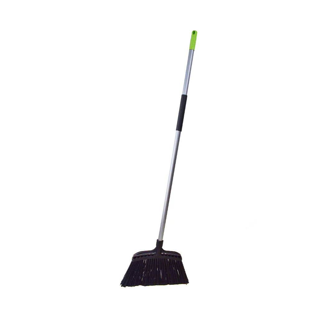 Jumbo 16 Inch Commercial Angle Broom - 16"L Head / Black/ Silver Handle