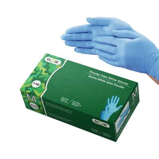 [7851] Sky Blue 3 Mil Nitrile Gloves Powder-Free - Medium