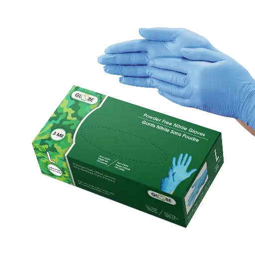 [7852] Sky Blue 3 Mil Nitrile Gloves Powder-Free - Large 