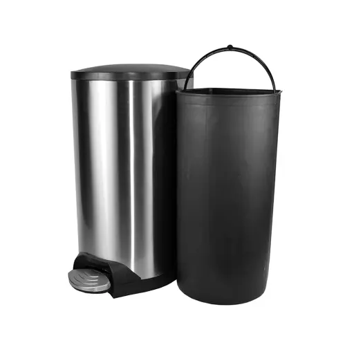 [9683] Step On Container Stainless Steel With Soft Close Lid - 20L / Silve