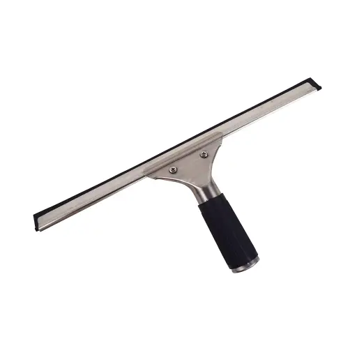 [46614] Stainless Steel Floor Squeegee Complete With Channel And Rubber - 14"L / Black/ Silver