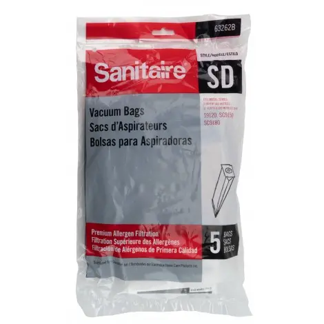 [63262] Paper Bag for Sanitaire Type SD Models S9120, SC9150 and SC9180 Vacuum - Pack of 5 Bags