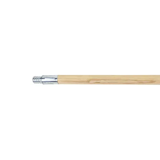 [FH360MF] Threaded Metal-Tip Lacquered Wood Handle - 1 1/8 the Dia. X 60”L / Khaki/ Silver Tip