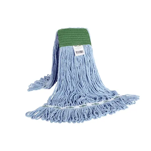 [GCP-3050B] Syn-Pro® Synthetic 5 Inch Wide Band Wet Blue Looped End Mop - 16 Oz / Blue