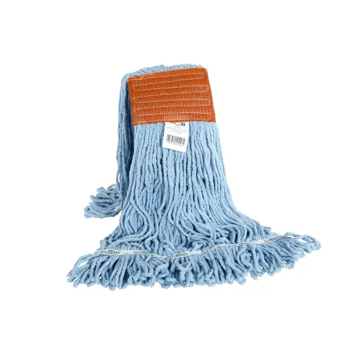 [GCP-3052B] Syn-Pro® Synthetic 5 Inch Wide Band Wet Blue Looped End Mop - 24 Oz / Blue