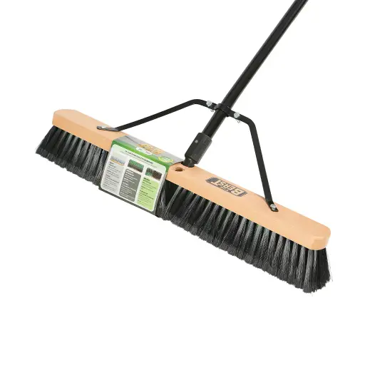 [GCP-4067] The Beast™ Assembled Wood Block Contractor Push Brooms - 24"L Head/ Medium Bristles/ 54"L Metal Handle / Black/ Green
